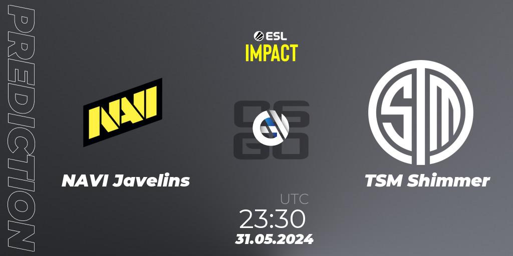 Pronósticos NAVI Javelins - TSM Shimmer. 01.06.2024 at 00:25. ESL Impact League Season 5 Finals - Counter-Strike (CS2)