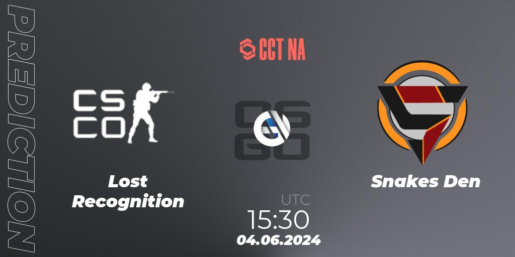 Pronósticos Lost Recognition - Snakes Den. 04.06.2024 at 15:30. CCT Season 2 North American Series #1 - Counter-Strike (CS2)