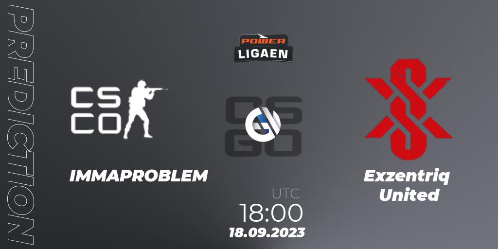 Pronósticos IMMAPROBLEM - Exzentriq United. 18.09.2023 at 18:00. POWER Ligaen Season 24 Finals - Counter-Strike (CS2)