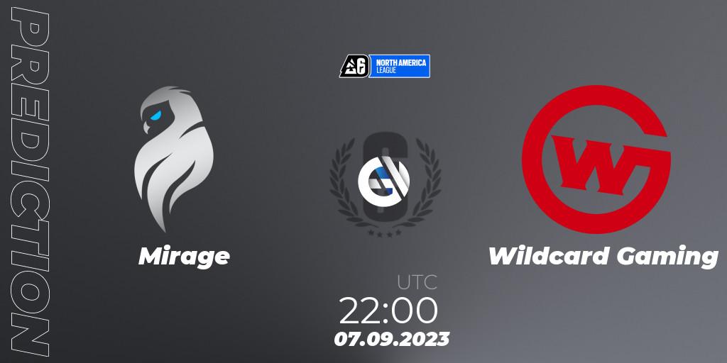 Pronósticos Mirage - Wildcard Gaming. 07.09.2023 at 22:00. North America League 2023 - Stage 2 - Rainbow Six