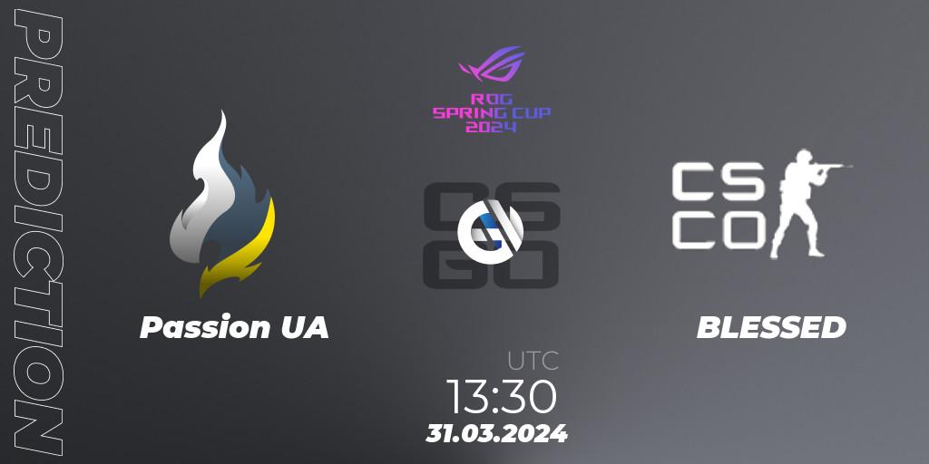 Pronósticos Passion UA - BLESSED. 31.03.2024 at 13:30. Gameinside.ua ROG Spring Cup 2024 - Counter-Strike (CS2)