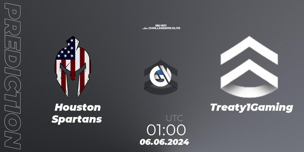 Pronósticos Houston Spartans - Treaty1Gaming. 06.06.2024 at 00:00. Call of Duty Challengers 2024 - Elite 3: NA - Call of Duty