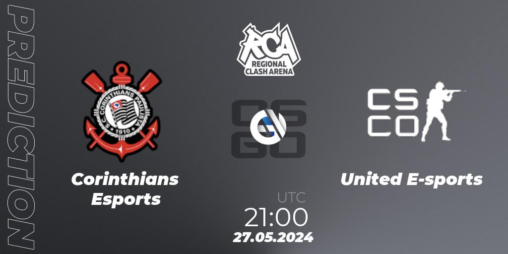Pronósticos Corinthians Esports - United E-sports. 27.05.2024 at 21:00. Regional Clash Arena South America: Closed Qualifier - Counter-Strike (CS2)