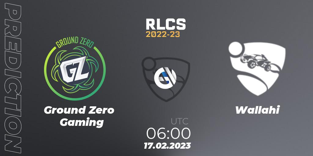Pronósticos Ground Zero Gaming - Wallahi. 17.02.2023 at 06:00. RLCS 2022-23 - Winter: Oceania Regional 2 - Winter Cup - Rocket League