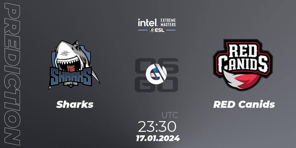 Pronósticos Sharks - RED Canids. 17.01.2024 at 23:30. Intel Extreme Masters China 2024: South American Closed Qualifier - Counter-Strike (CS2)