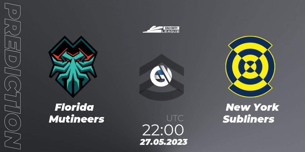 Pronósticos Florida Mutineers - New York Subliners. 27.05.2023 at 22:00. Call of Duty League 2023: Stage 5 Major - Call of Duty