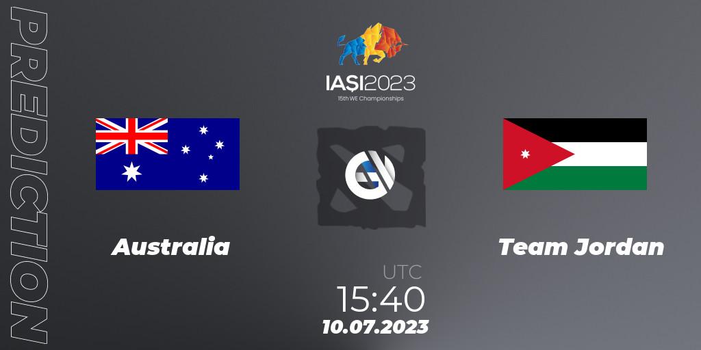 Pronósticos Australia - Team Jordan. 10.07.2023 at 16:40. Gamers8 IESF Asian Championship 2023 - Dota 2