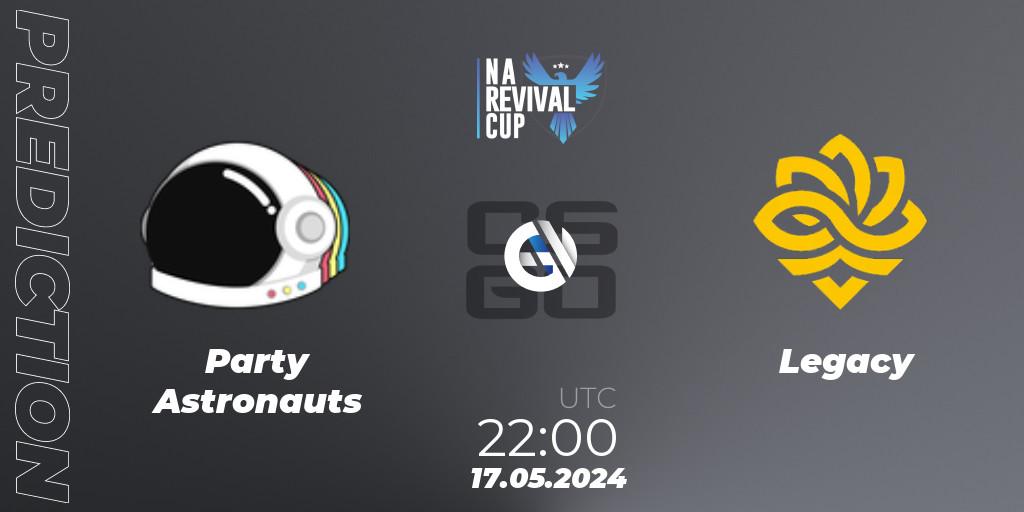 Pronósticos Party Astronauts - Legacy. 17.05.2024 at 22:00. NA Revival Cup - Counter-Strike (CS2)