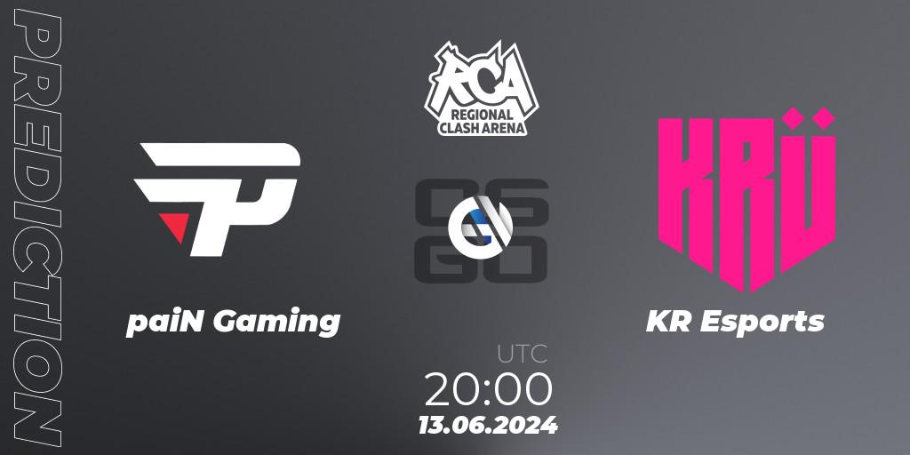 Pronósticos paiN Gaming - KRÜ Esports. 13.06.2024 at 20:00. Regional Clash Arena South America - Counter-Strike (CS2)