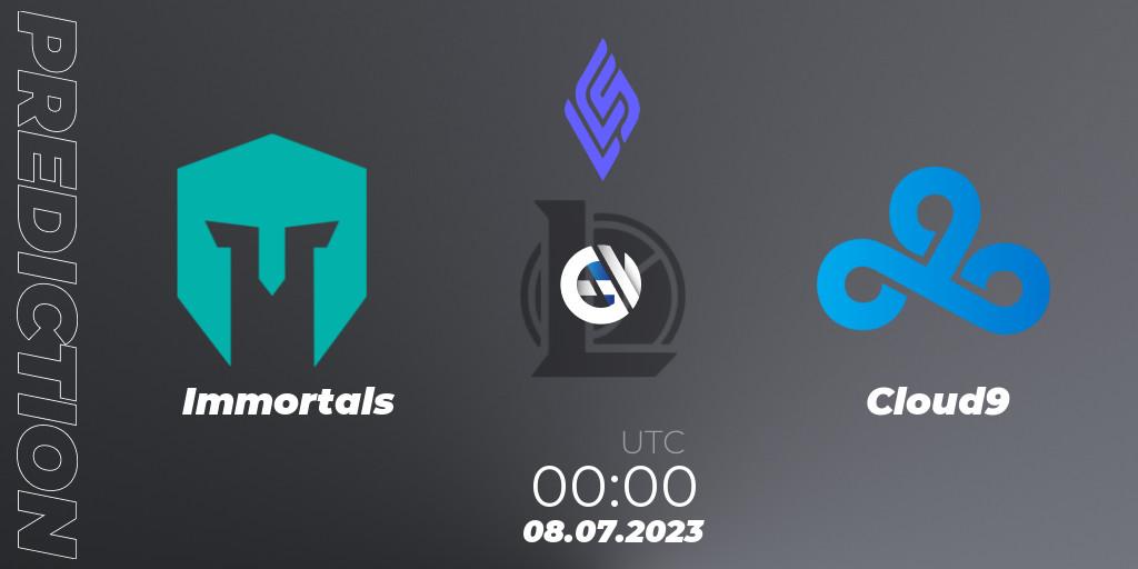 Pronósticos Immortals - Cloud9. 07.07.23. LCS Summer 2023 - Group Stage - LoL