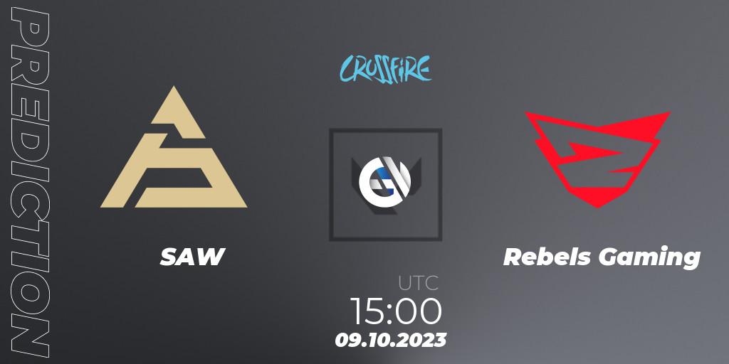 Pronósticos SAW - Rebels Gaming. 09.10.2023 at 15:00. LVP - Crossfire Cup 2023: Contenders #1 - VALORANT