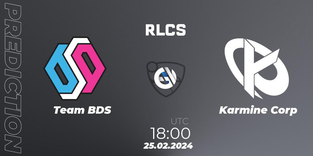 Pronósticos Team BDS - Karmine Corp. 25.02.24. RLCS 2024 - Major 1: Europe Open Qualifier 2 - Rocket League