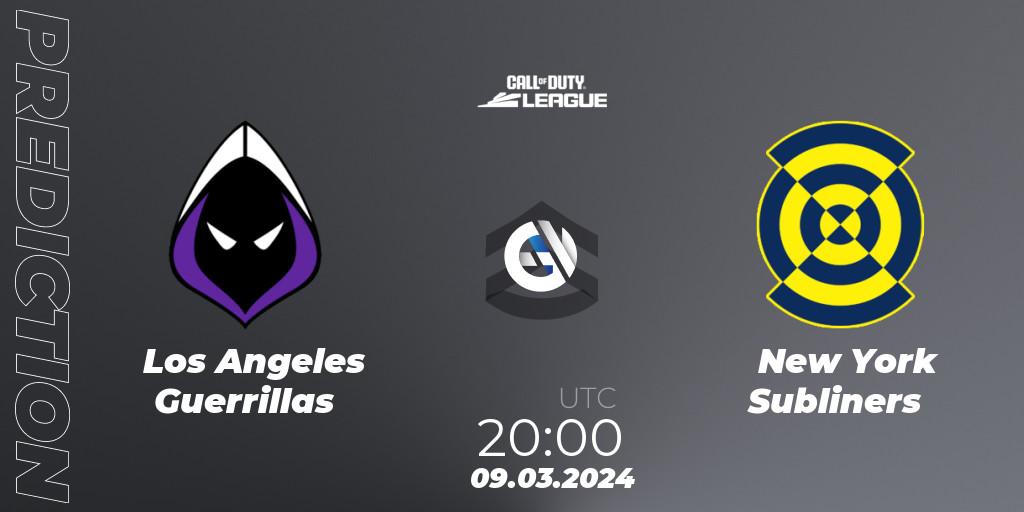 Pronósticos Los Angeles Guerrillas - New York Subliners. 09.03.2024 at 20:00. Call of Duty League 2024: Stage 2 Major Qualifiers - Call of Duty