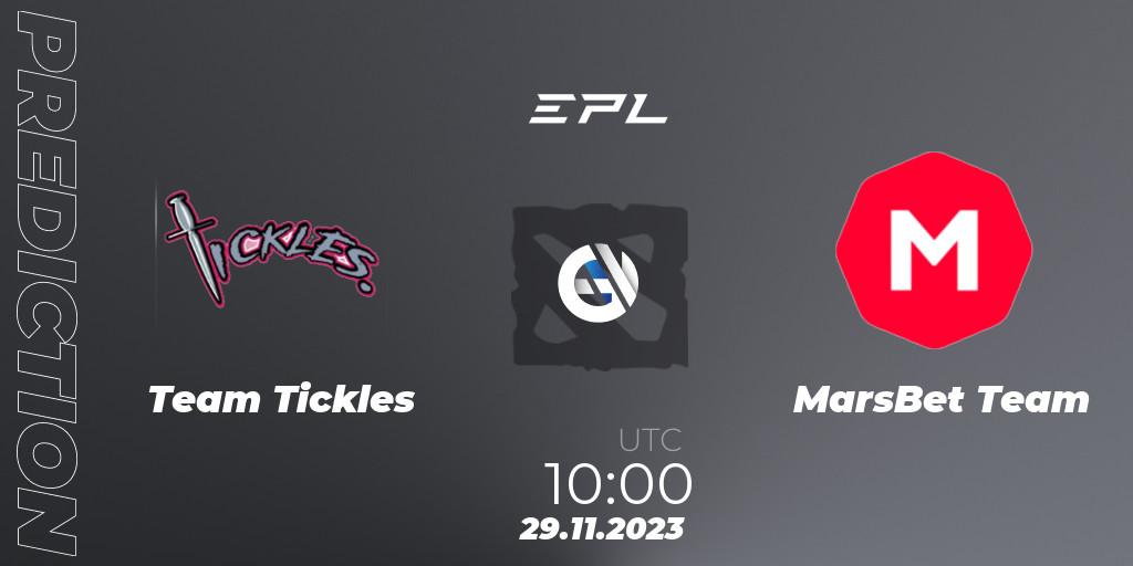 Pronósticos Team Tickles - MarsBet Team. 29.11.2023 at 10:00. European Pro League Season 14 - Dota 2