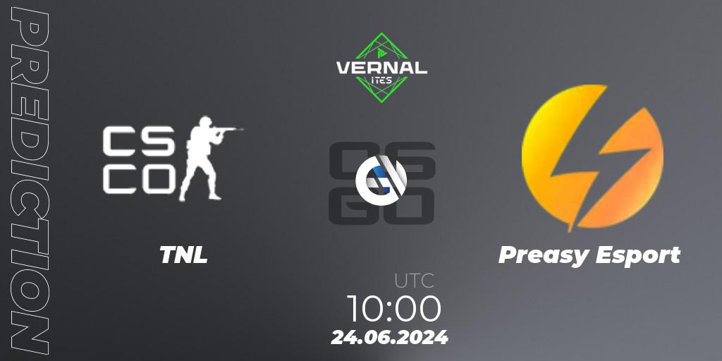 Pronósticos TNL - Preasy Esport. 24.06.2024 at 10:00. ITES Vernal - Counter-Strike (CS2)