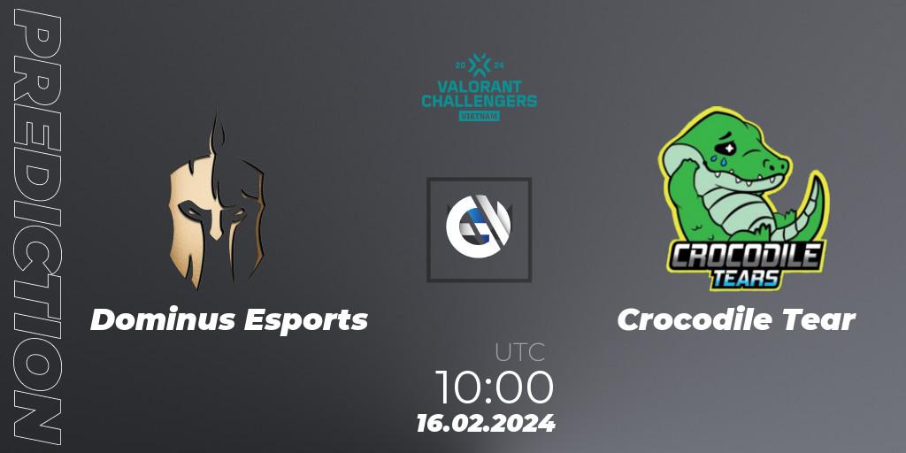 Pronósticos Dominus Esports - Crocodile Tear. 16.02.2024 at 10:00. VALORANT Challengers 2024 Vietnam: Split 1 - VALORANT