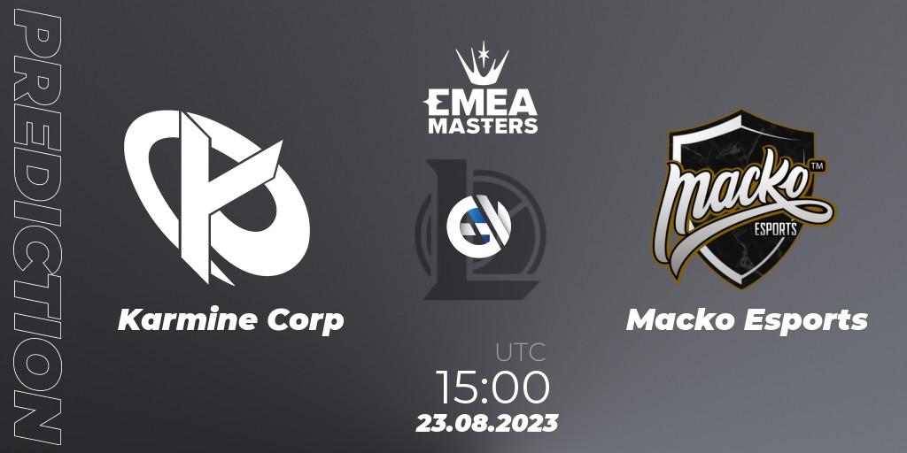 Pronósticos Karmine Corp - Macko Esports. 23.08.2023 at 15:00. EMEA Masters Summer 2023 - LoL