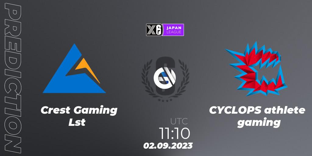 Pronósticos Crest Gaming Lst - CYCLOPS athlete gaming. 02.09.23. Japan League 2023 - Stage 2 - Rainbow Six