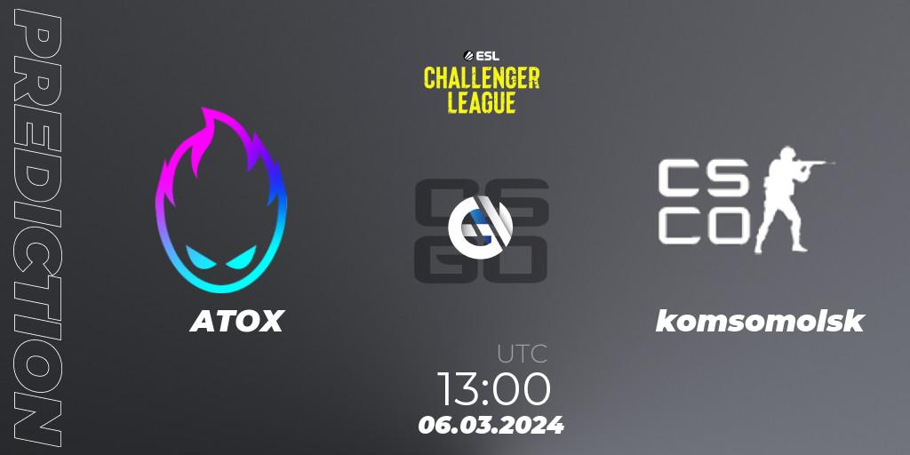 Pronósticos ATOX - komsomolsk. 06.03.2024 at 13:00. ESL Challenger League Season 47: Asia - Counter-Strike (CS2)