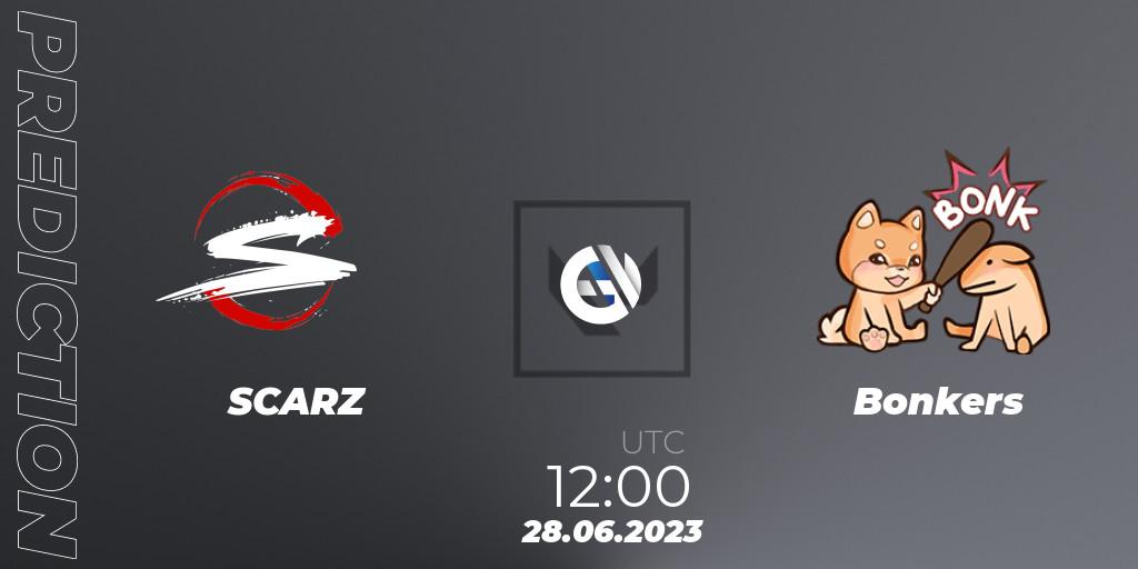 Pronósticos SCARZ - Bonkers. 28.06.2023 at 18:10. VALORANT Challengers Ascension 2023: Pacific - Group Stage - VALORANT