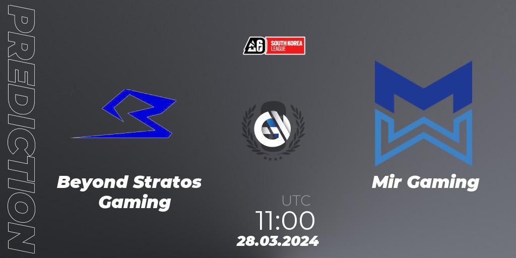 Pronósticos Beyond Stratos Gaming - Mir Gaming. 28.03.2024 at 11:00. South Korea League 2024 - Stage 1 - Rainbow Six