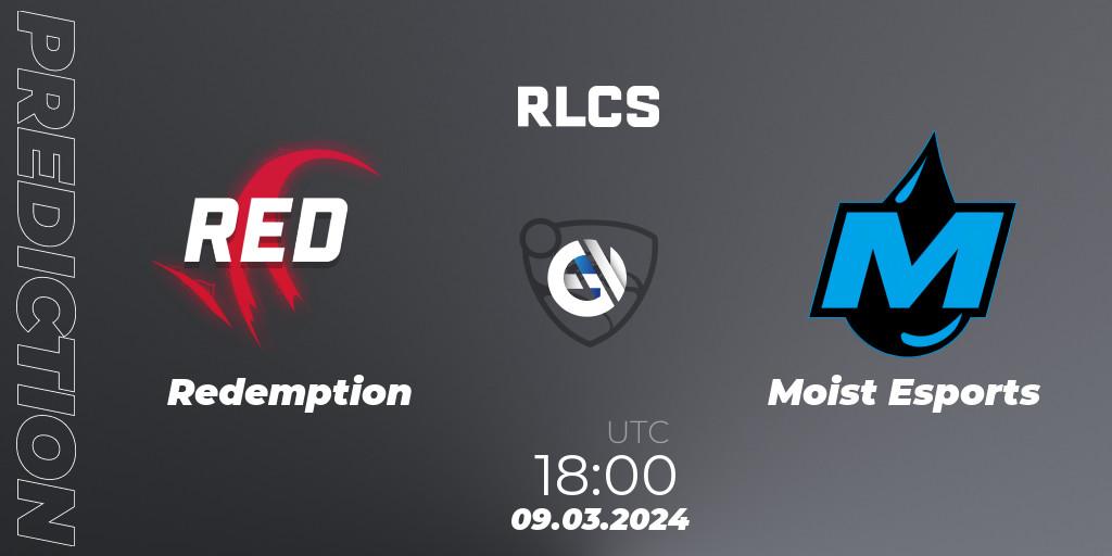 Pronósticos Redemption - Moist Esports. 09.03.2024 at 18:00. RLCS 2024 - Major 1: Europe Open Qualifier 3 - Rocket League