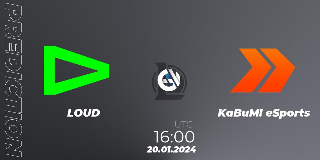 Pronósticos LOUD - KaBuM! eSports. 20.01.2024 at 16:00. CBLOL Split 1 2024 - Group Stage - LoL