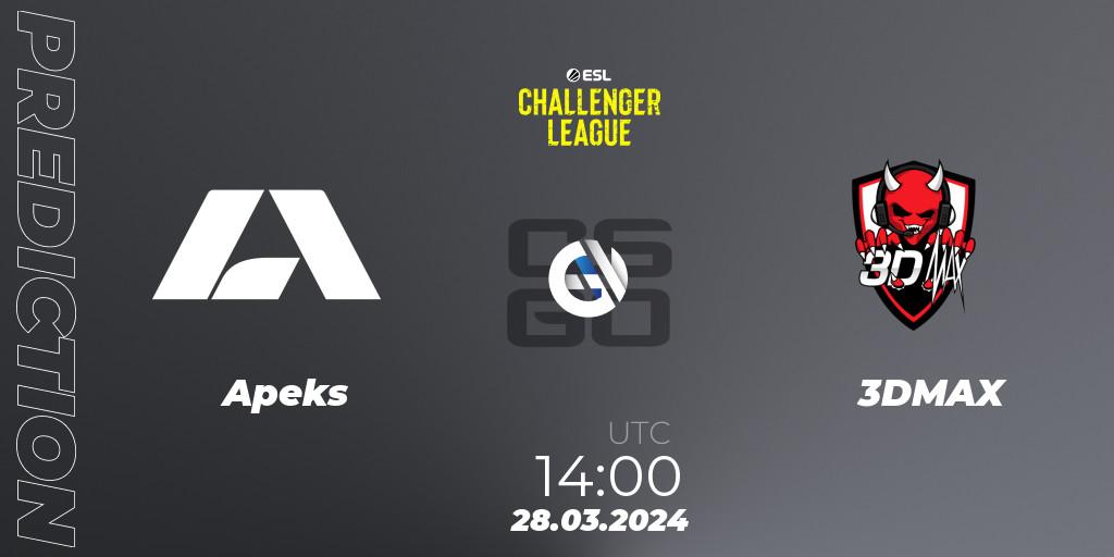 Pronósticos Apeks - 3DMAX. 28.03.24. ESL Challenger League Season 47: Europe - CS2 (CS:GO)