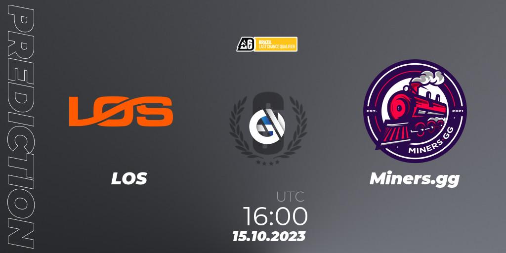 Pronósticos LOS - Miners.gg. 15.10.2023 at 16:00. Brazil League 2023 - Stage 2 - Last Chance Qualifiers - Rainbow Six