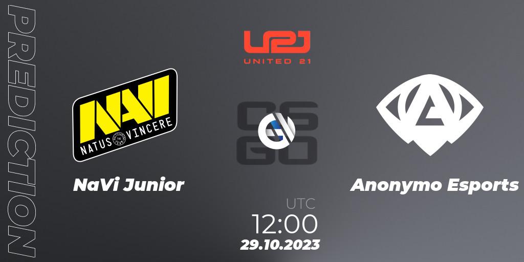 Pronósticos NaVi Junior - Anonymo Esports. 28.10.2023 at 12:00. United21 Season 7 - Counter-Strike (CS2)