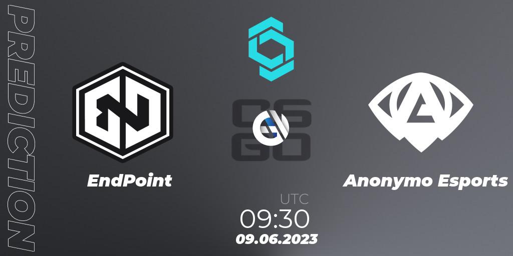Pronósticos EndPoint - Anonymo Esports. 09.06.2023 at 09:30. CCT North Europe Series 5 - Counter-Strike (CS2)