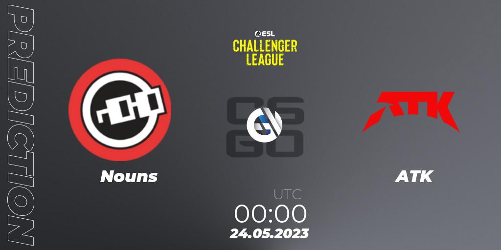 Pronósticos Nouns - ATK. 24.05.2023 at 00:00. ESL Challenger League Season 45: North America - Counter-Strike (CS2)