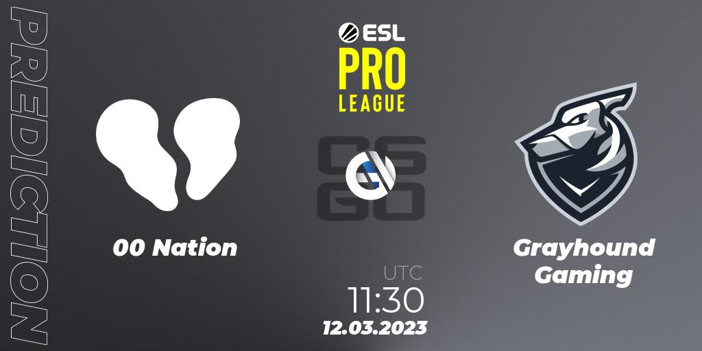 Pronósticos 00 Nation - Grayhound Gaming. 12.03.23. ESL Pro League Season 17 - CS2 (CS:GO)