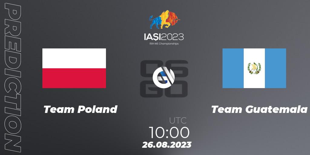 Pronósticos Team Poland - Team Guatemala. 26.08.2023 at 15:30. IESF World Esports Championship 2023 - Counter-Strike (CS2)
