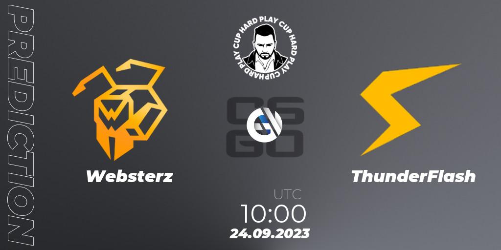 Pronósticos Websterz - ThunderFlash. 24.09.2023 at 10:00. Hard Play Cup #7 - Counter-Strike (CS2)