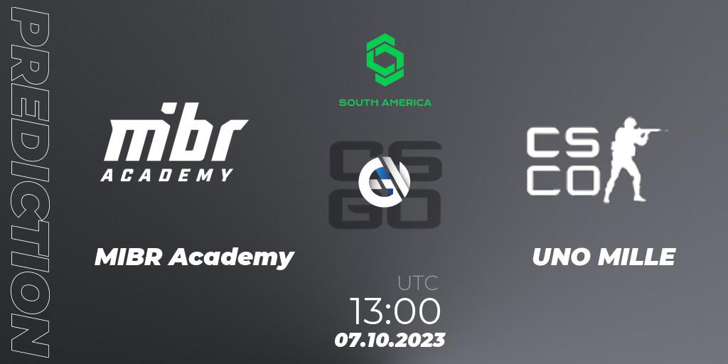 Pronósticos MIBR Academy - UNO MILLE. 07.10.2023 at 13:00. CCT South America Series #12 - Counter-Strike (CS2)