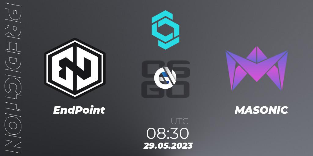 Pronósticos EndPoint - MASONIC. 29.05.2023 at 08:30. CCT North Europe Series 5 - Counter-Strike (CS2)