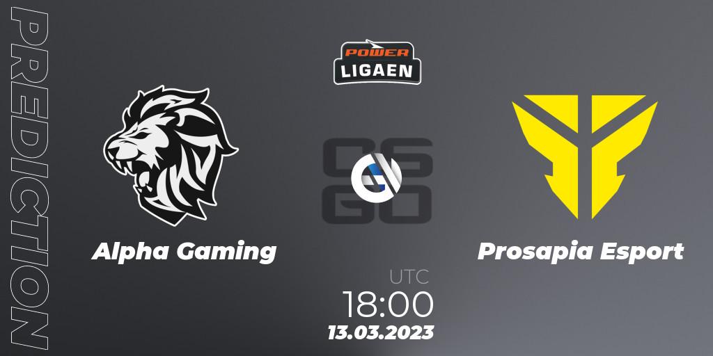 Pronósticos Alpha Gaming - Prosapia Esport. 13.03.2023 at 18:00. Dust2.dk Ligaen Season 22 - Counter-Strike (CS2)