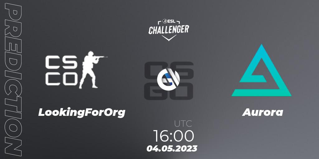 Pronósticos LookingForOrg - Aurora. 04.05.2023 at 16:00. ESL Challenger Katowice 2023: European Open Qualifier - Counter-Strike (CS2)