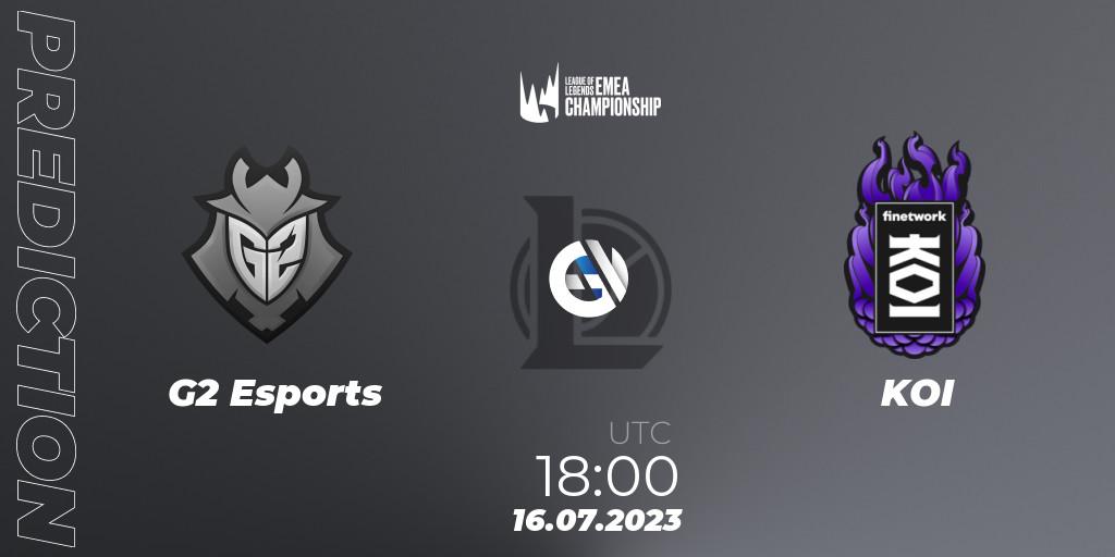 Pronósticos G2 Esports - KOI. 16.07.23. LEC Summer 2023 - Group Stage - LoL