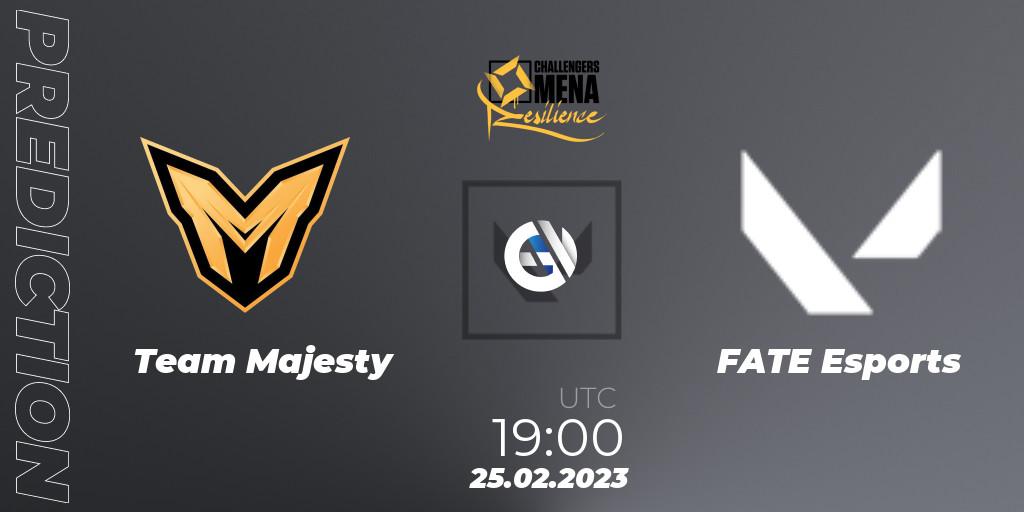 Pronósticos Team Majesty - FATE Esports. 25.02.2023 at 19:00. VALORANT Challengers 2023 MENA: Resilience Split 1 - Levant and North Africa - VALORANT