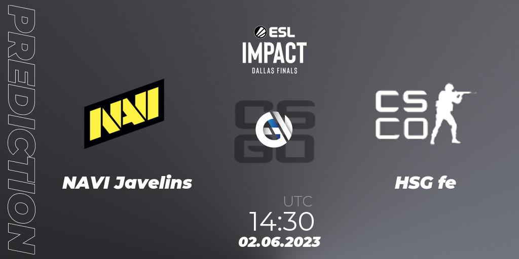 Pronósticos NAVI Javelins - HSG. 02.06.23. ESL Impact League Season 3 - CS2 (CS:GO)