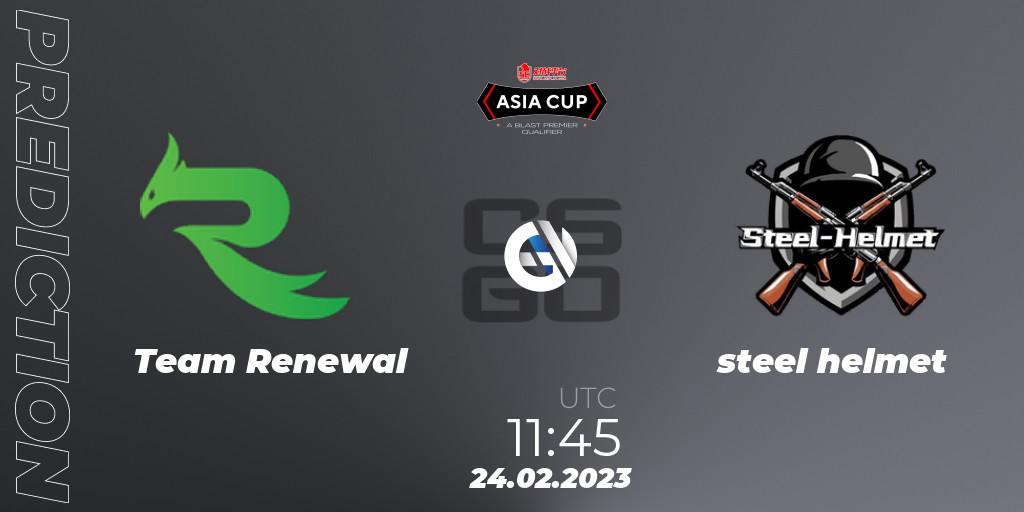 Pronósticos Team Renewal - steel helmet. 24.02.23. 5E Arena Asia Cup Spring 2023 - BLAST Premier Qualifier - CS2 (CS:GO)
