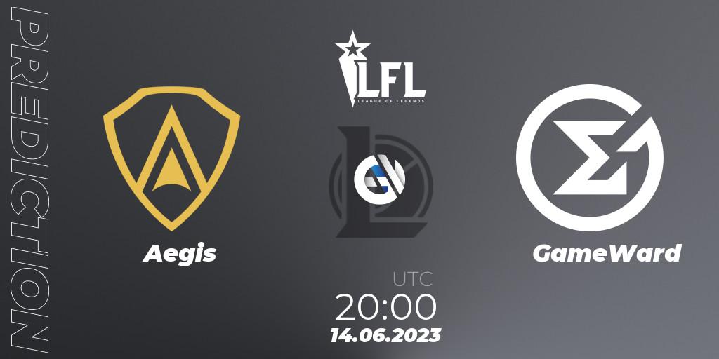 Pronósticos Aegis - GameWard. 14.06.2023 at 20:00. LFL Summer 2023 - Group Stage - LoL