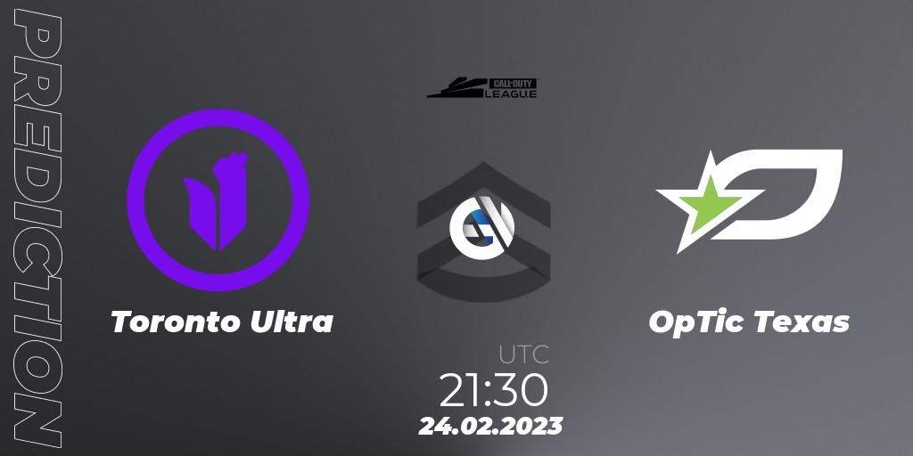 Pronósticos Toronto Ultra - OpTic Texas. 24.02.2023 at 21:30. Call of Duty League 2023: Stage 3 Major Qualifiers - Call of Duty