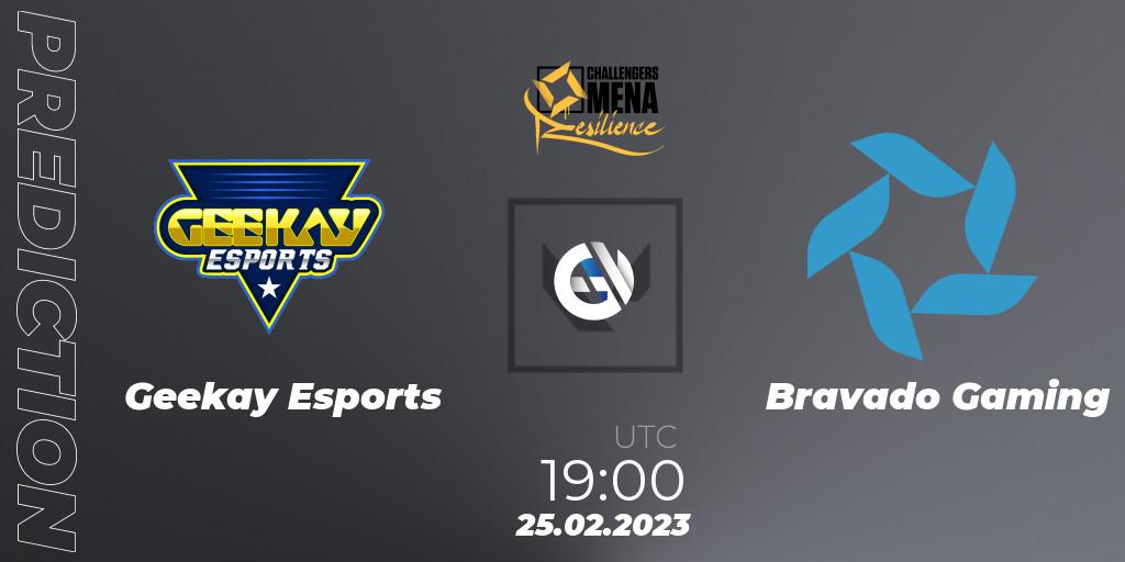 Pronósticos Geekay Esports - Bravado Gaming. 25.02.2023 at 19:00. VALORANT Challengers 2023 MENA: Resilience Split 1 - Levant and North Africa - VALORANT