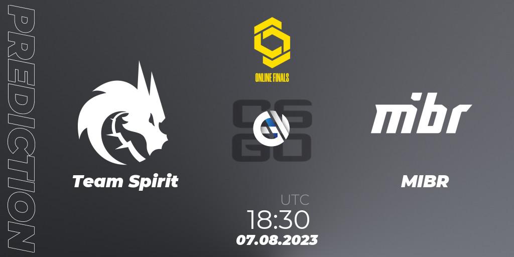 Pronósticos Team Spirit - MIBR. 07.08.2023 at 19:40. CCT 2023 Online Finals 2 - Counter-Strike (CS2)