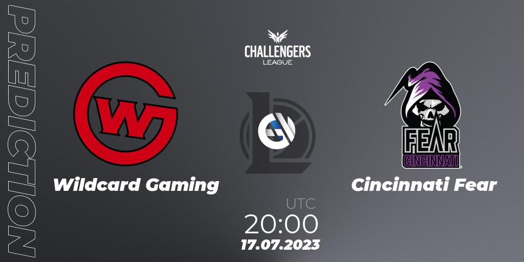 Pronósticos Wildcard Gaming - Cincinnati Fear. 26.06.2023 at 20:00. North American Challengers League 2023 Summer - Group Stage - LoL