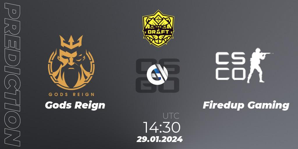 Pronósticos Gods Reign - Firedup Gaming. 29.01.2024 at 14:45. BLAST The Draft Season 1 - India Division - Counter-Strike (CS2)