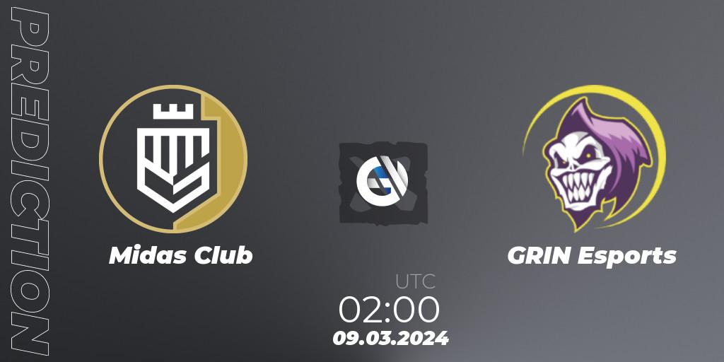 Pronósticos Midas Club - GRIN Esports. 11.03.2024 at 22:00. Maincard Unmatched - March - Dota 2